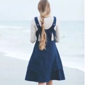 Meadow Rue Anthropologie Romper Dress Size 6 Navy Cotton Linen